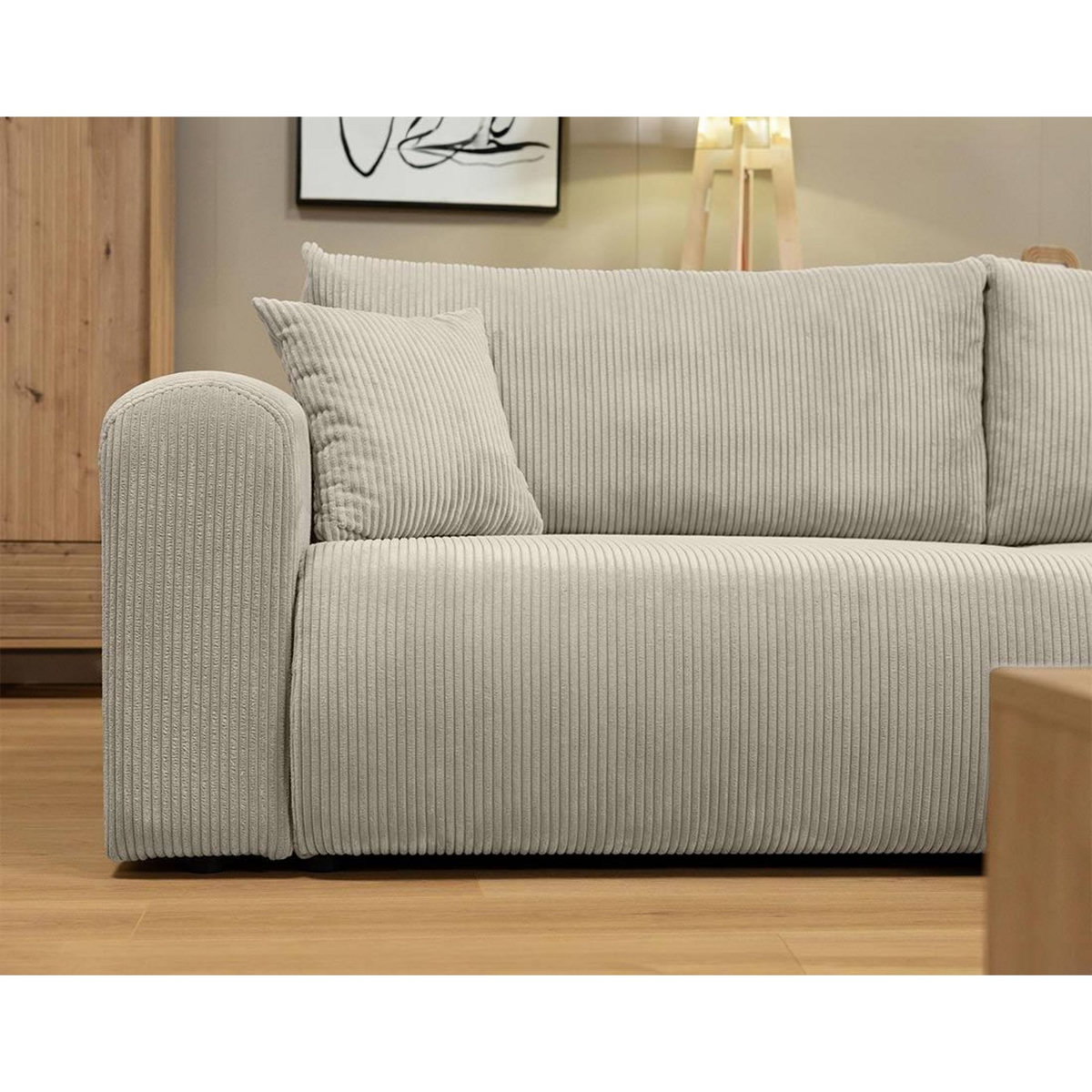 BEST MOBILIER Naomi - canapé d'angle réversible 4 places convertible avec coffre en velours côtelé