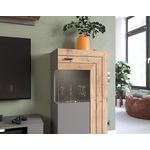 BEST MOBILIER Wexford - vitrine - gris et effet bois - 60x117 cm. Coloris disponibles : Marron