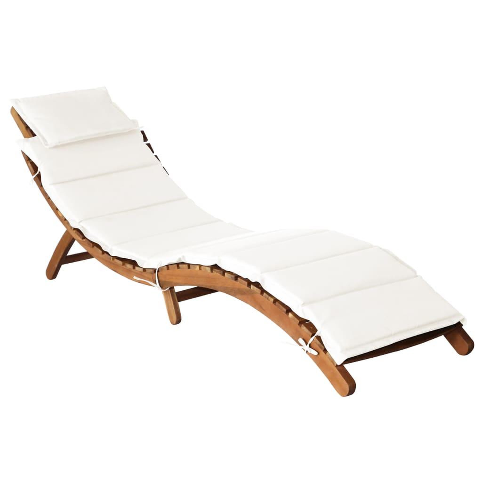 Voir la diapositive 2 : VIDAXL Chaises longues et coussins 2pcs creme blanc bois massif acacia