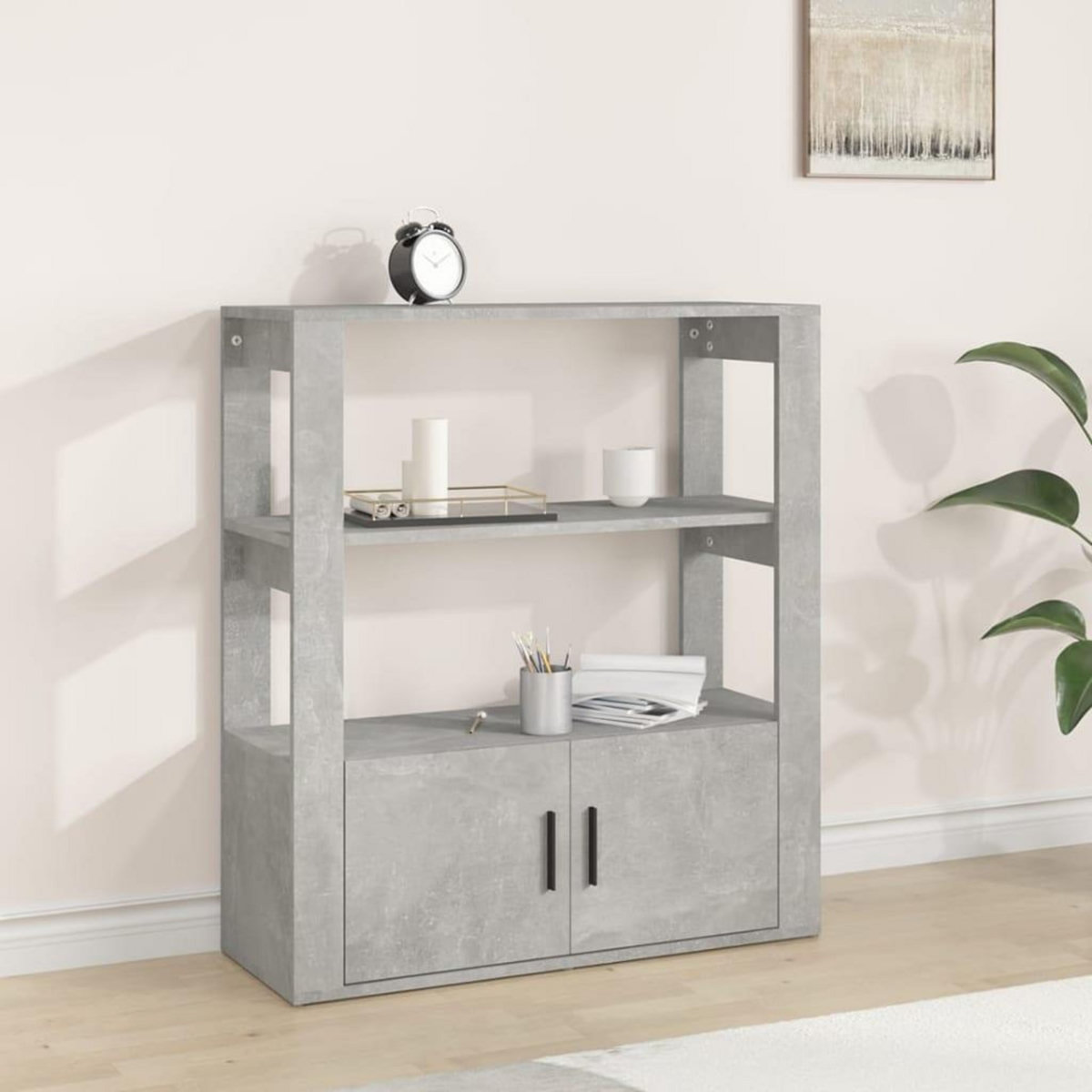 VIDAXL Buffet Gris beton 80x30x90 cm Bois d'ingenierie