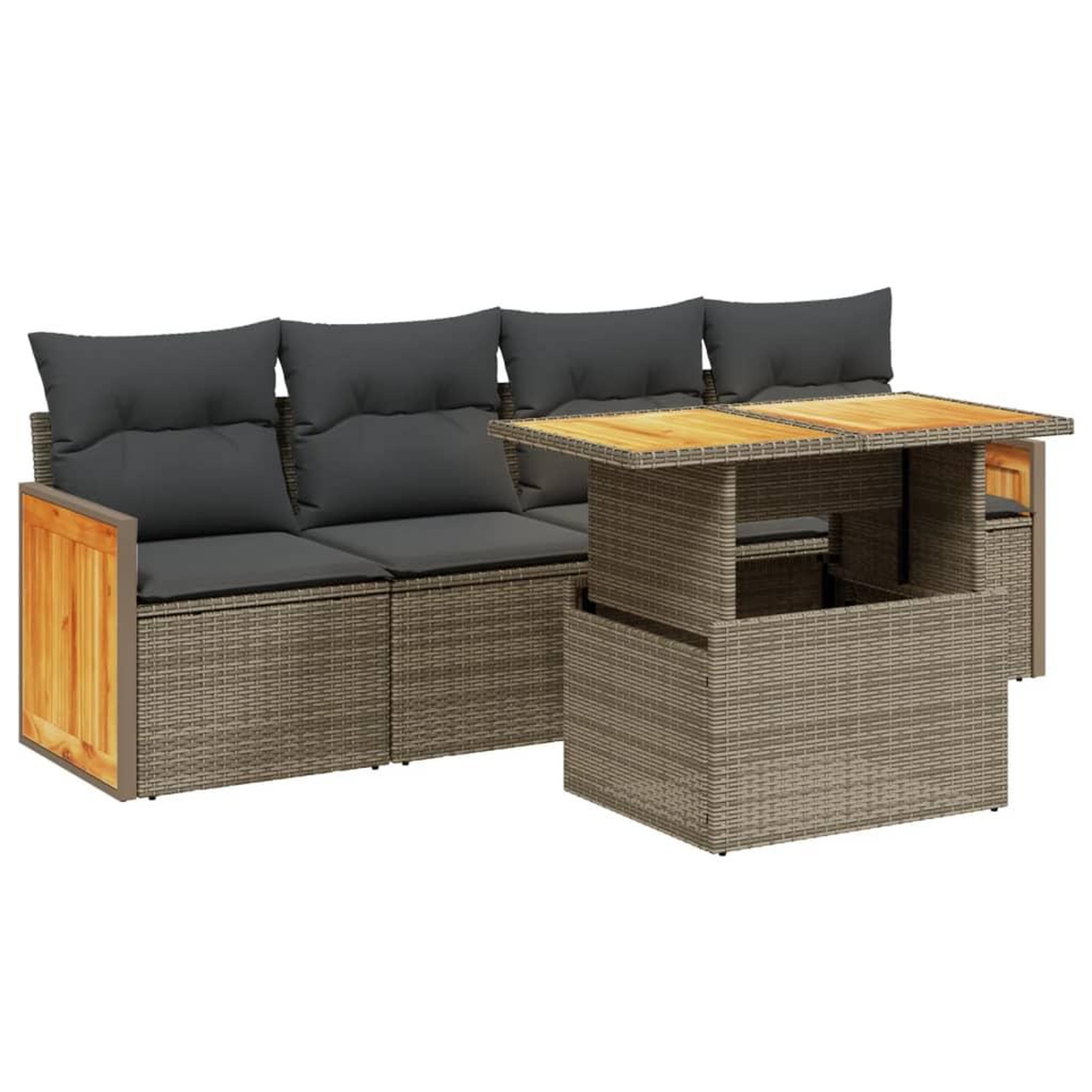 Voir la diapositive 2 : VIDAXL Salon de jardin 5 pcs avec coussins gris resine tressee