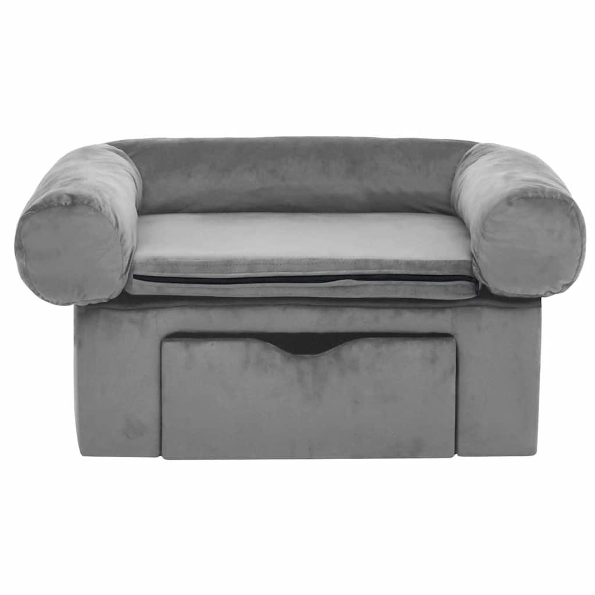 Voir la diapositive 4 : VIDAXL Canape pour chien avec tiroir Gris 75x50x38 cm Peluche