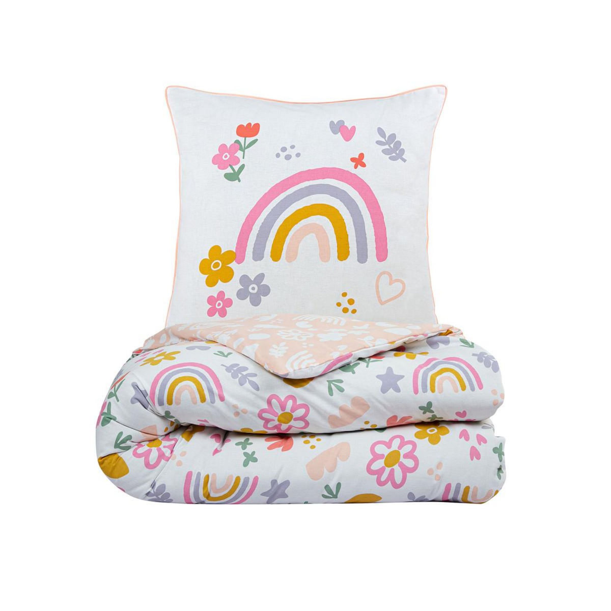 FUTURE HOME Parure de lit enfant arc-en-ciel réversible 140x200cm