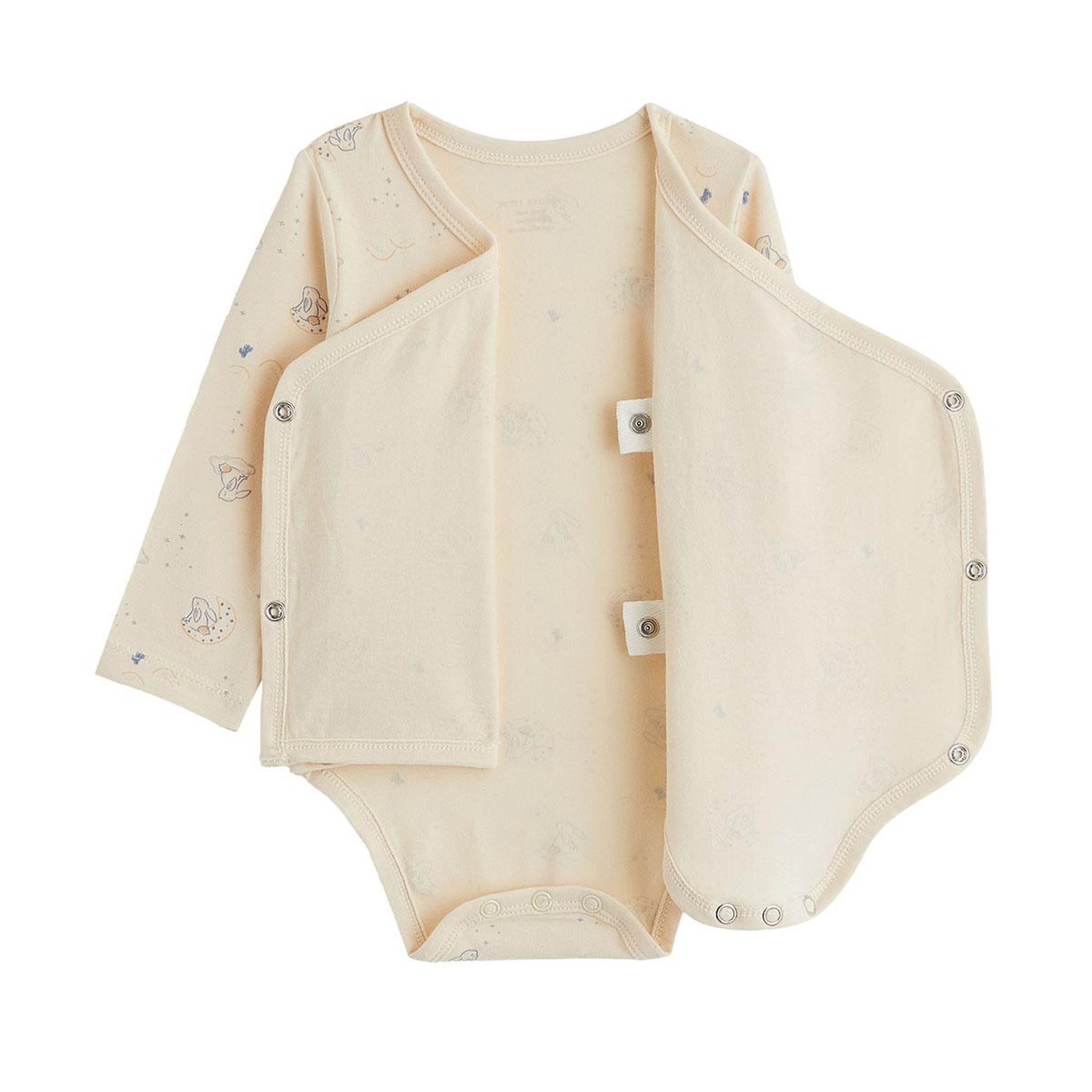 Voir la diapositive 2 : PETIT BEGUIN Lot de 2 bodies bébé manches longues ouverture croisée voix lactée