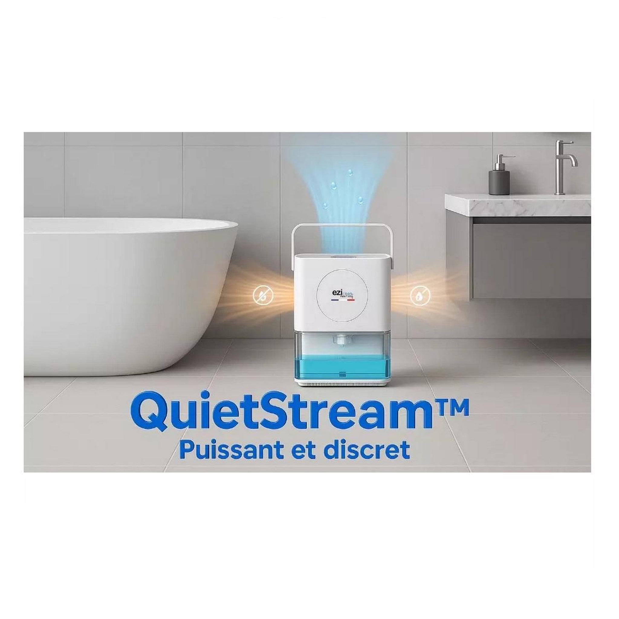 Voir la diapositive 4 : EZICLEAN Déshumidificateur 0.6l/j blanc - DRYFLOWX