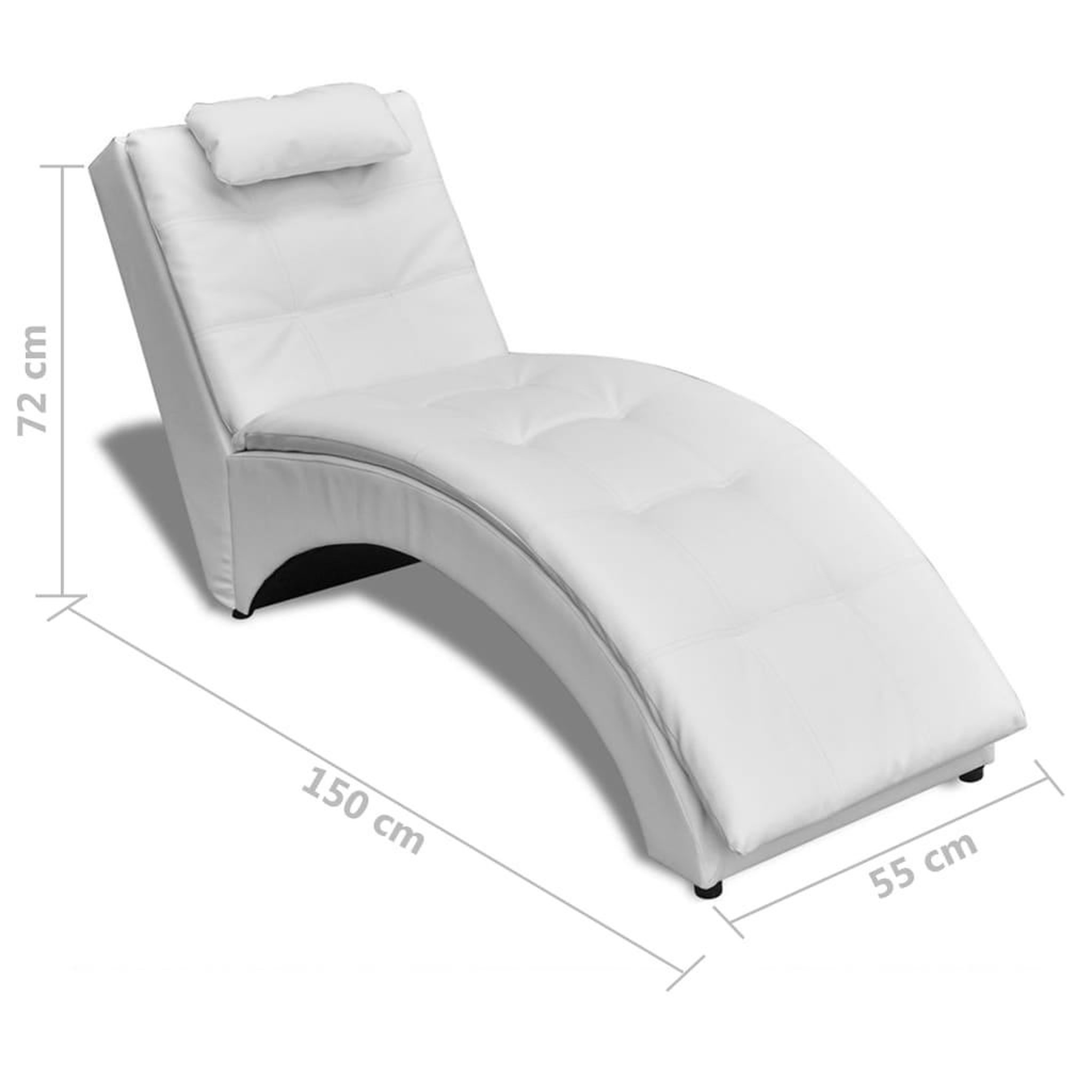 Voir la diapositive 6 : VIDAXL Chaise longue avec oreiller Blanc Similicuir