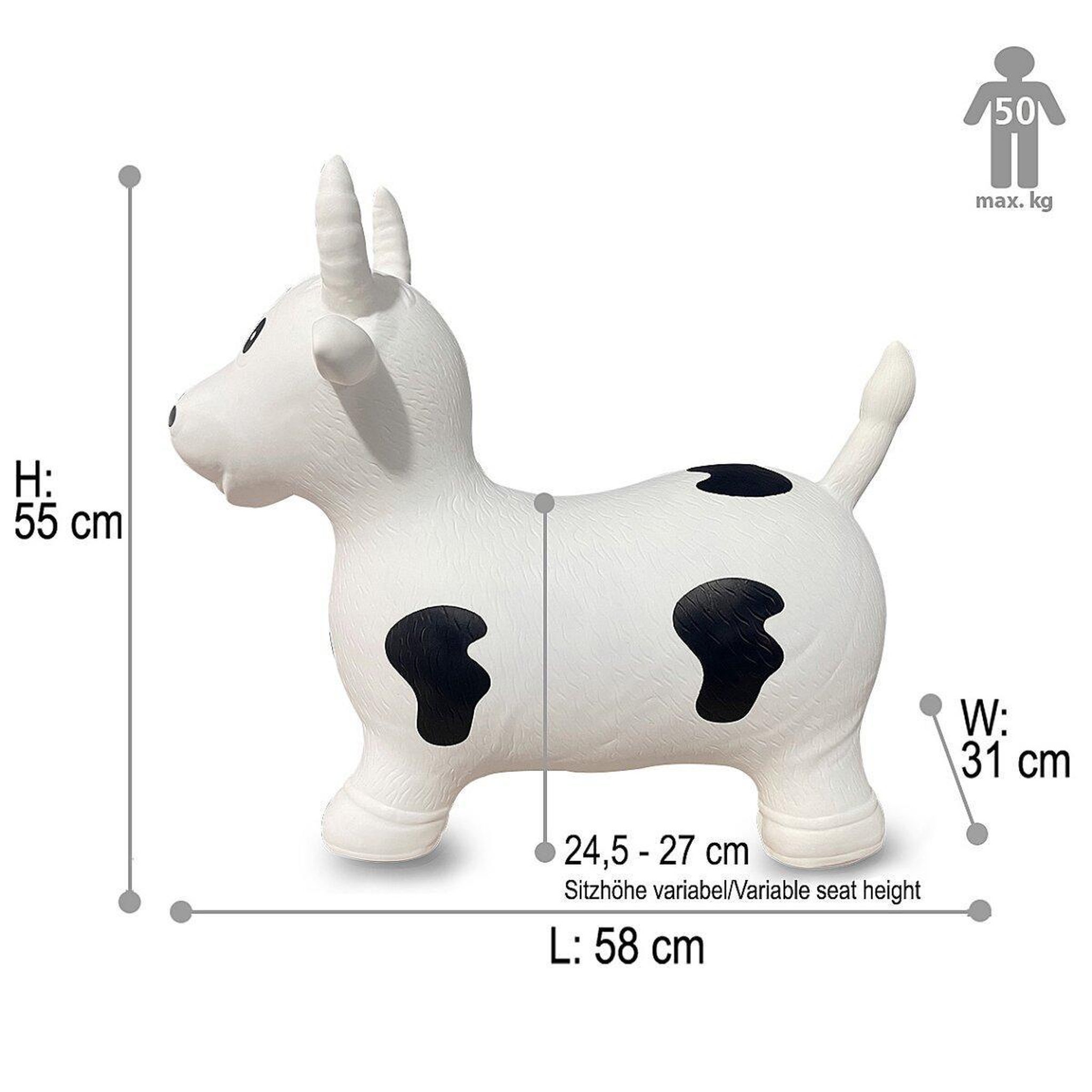 Voir la diapositive 2 : Jamara Animal rebondissante vache hoppydoo blanc/noir avec pompe