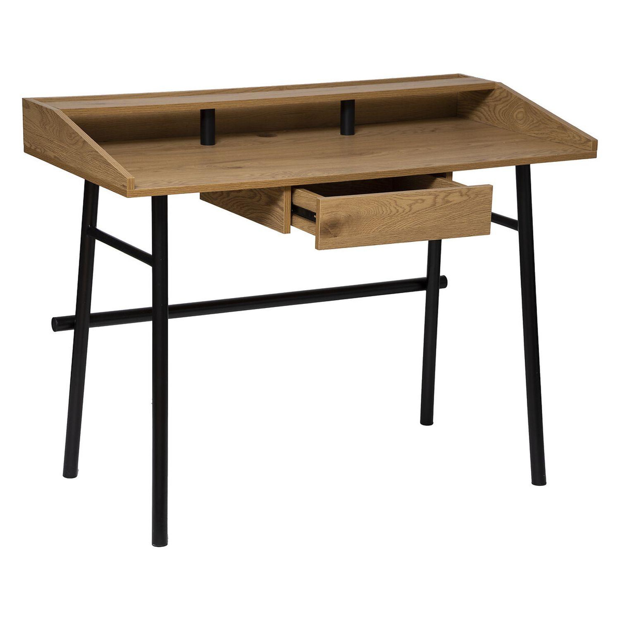 ATMOSPHERA Bureau josan en mdf avec 1 tiroir de rangement central - effet chêne