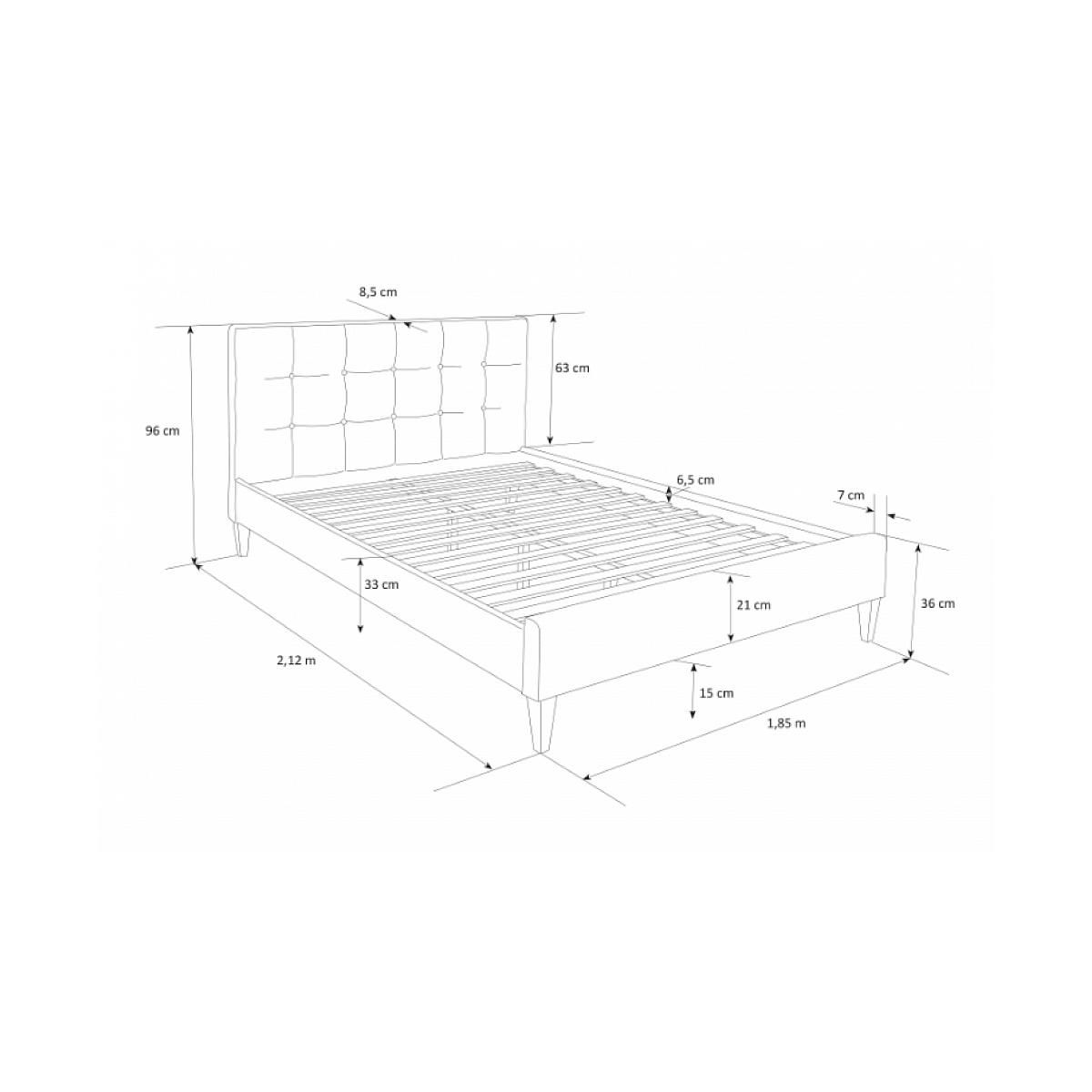 HomeStyle4U Lit double rembourré en tissu marron 180 x 200 cm pour un confort optimal