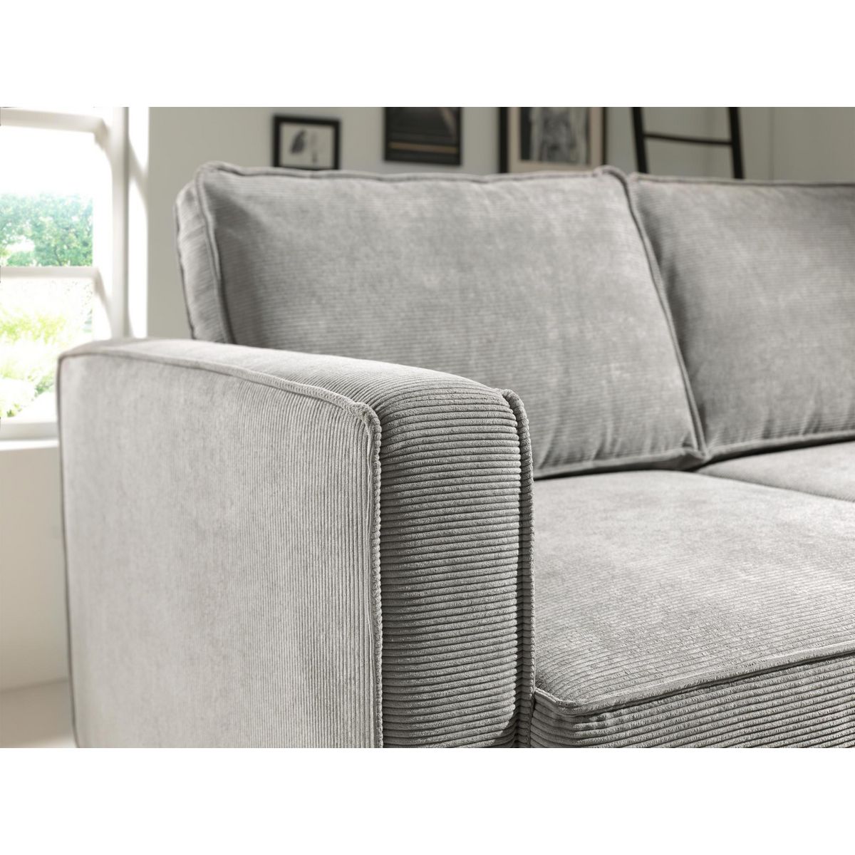 LISA DESIGN Jake - canapé d'angle droit - convertible avec coffre - 4 places - en velours côtelé