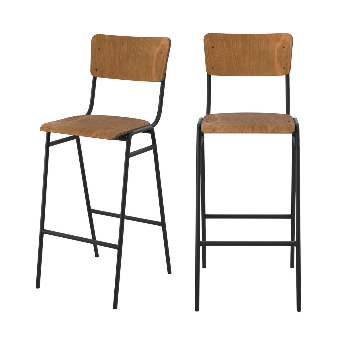 Rendez vous déco Lot de 2 chaises de bar 75 cm en bois-Clem