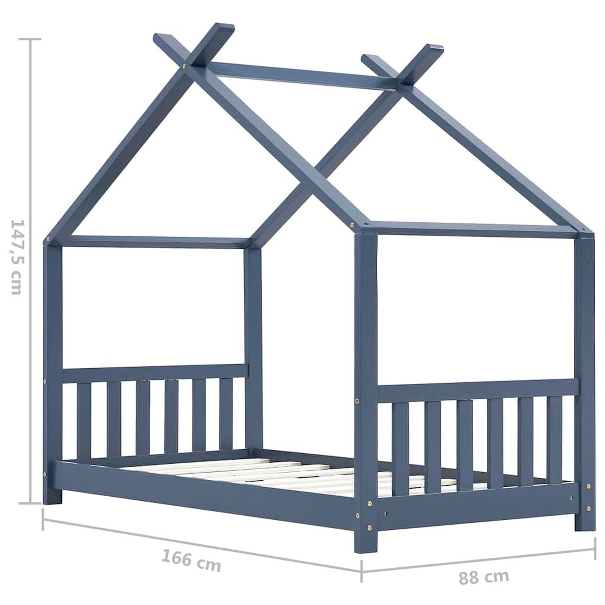 Voir la diapositive 6 : VIDAXL Cadre de lit d'enfant Gris Bois de pin massif 80x160 cm
