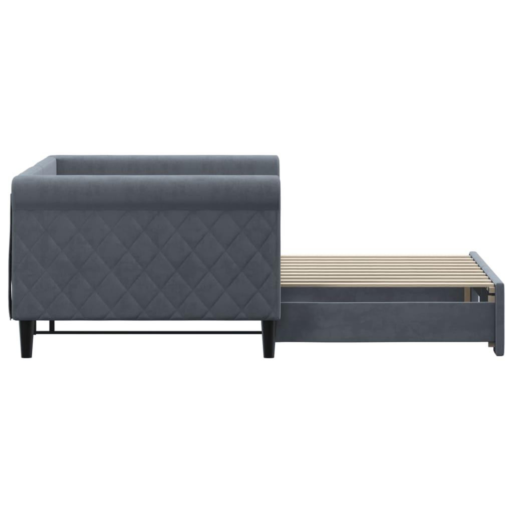 Voir la diapositive 4 : VIDAXL Lit de jour avec gigogne sans matelas gris fonce 90x190 cm