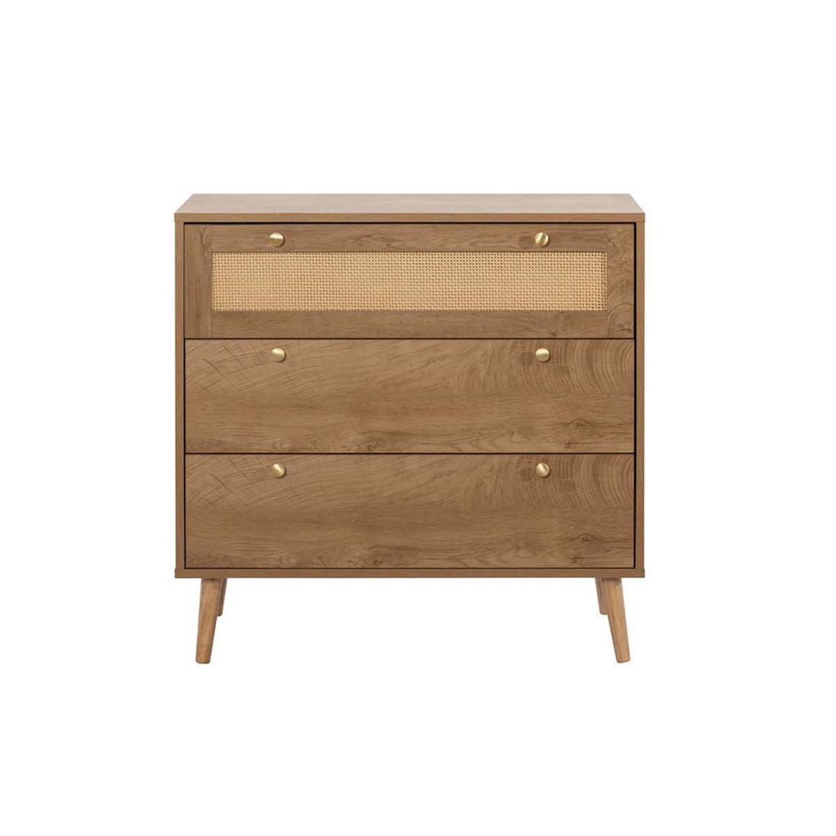 BEST MOBILIER Goto - commode - effet bois et cannage - 80 cm