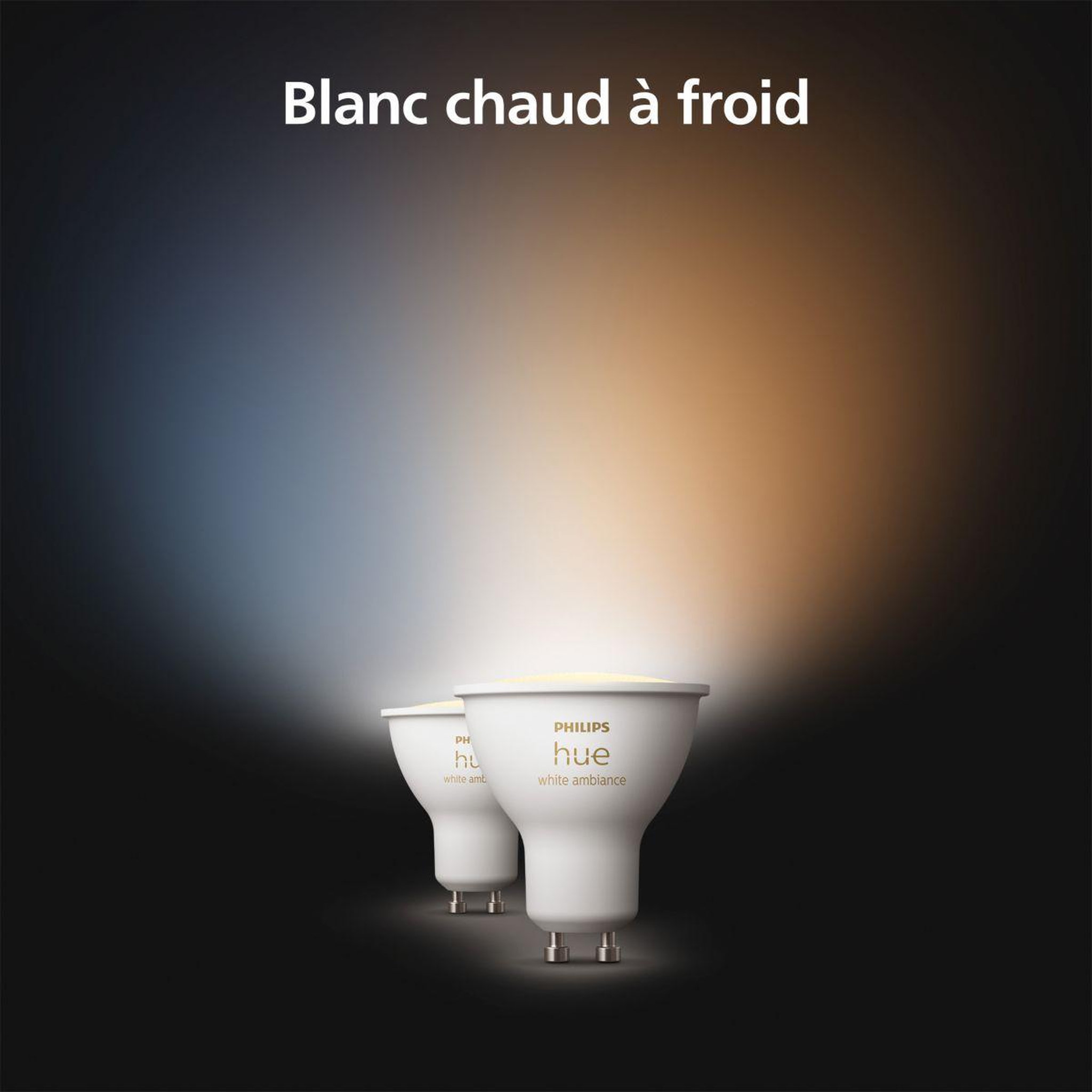 Voir la diapositive 2 : PHILIPS HUE Ampoule led connectée gu10 white ambiance pack de 2