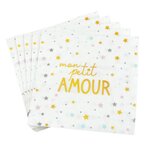 Paris Prix Lot de 20 Serviettes en Papier  Mon Petit Amour  33x33cm Blanc