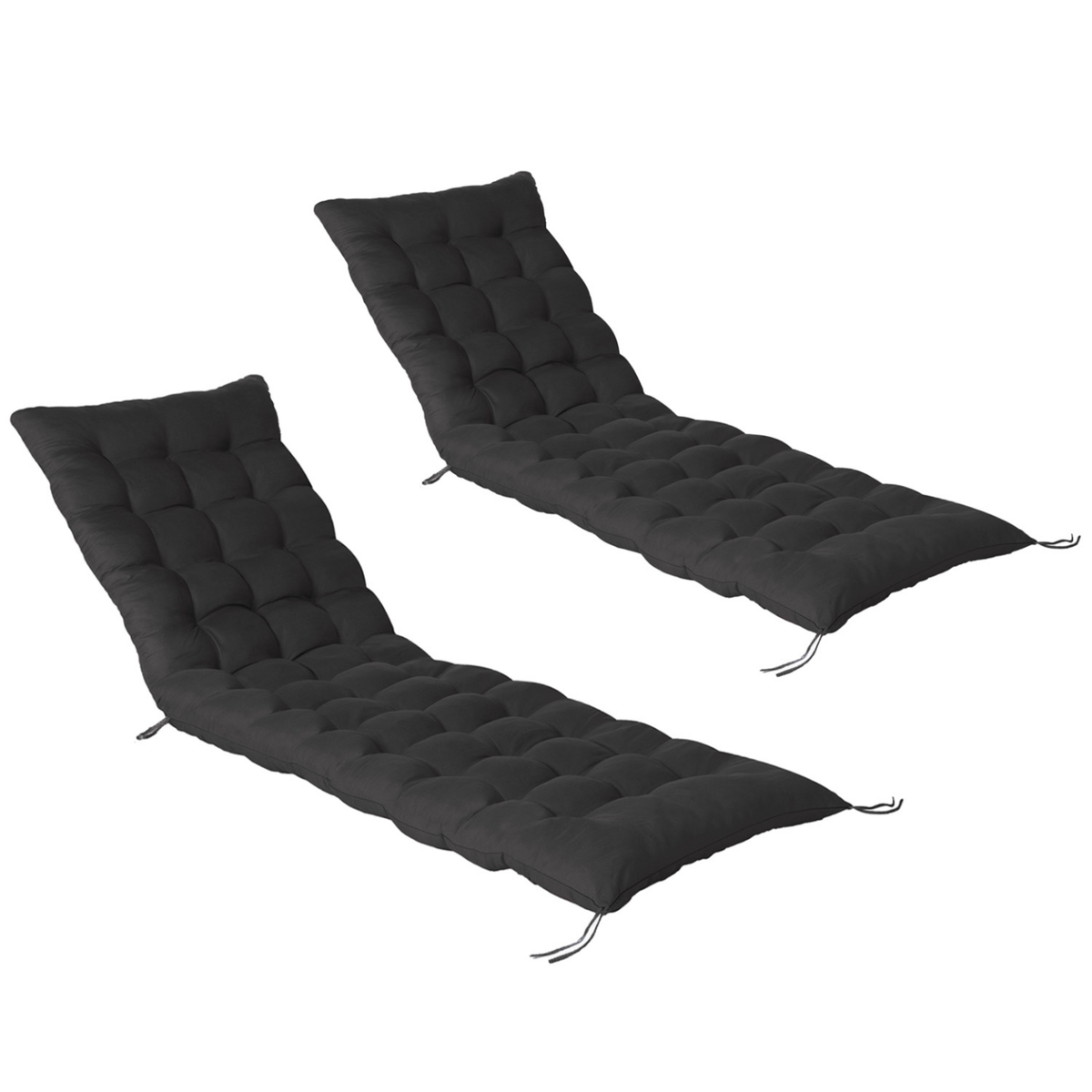 ID MARKET Lot de 2 coussins universel de transat ADAM 180cm noir