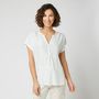 Voir la diapositive 1 : IN EXTENSO Blouse manches courtes col v blanche femme