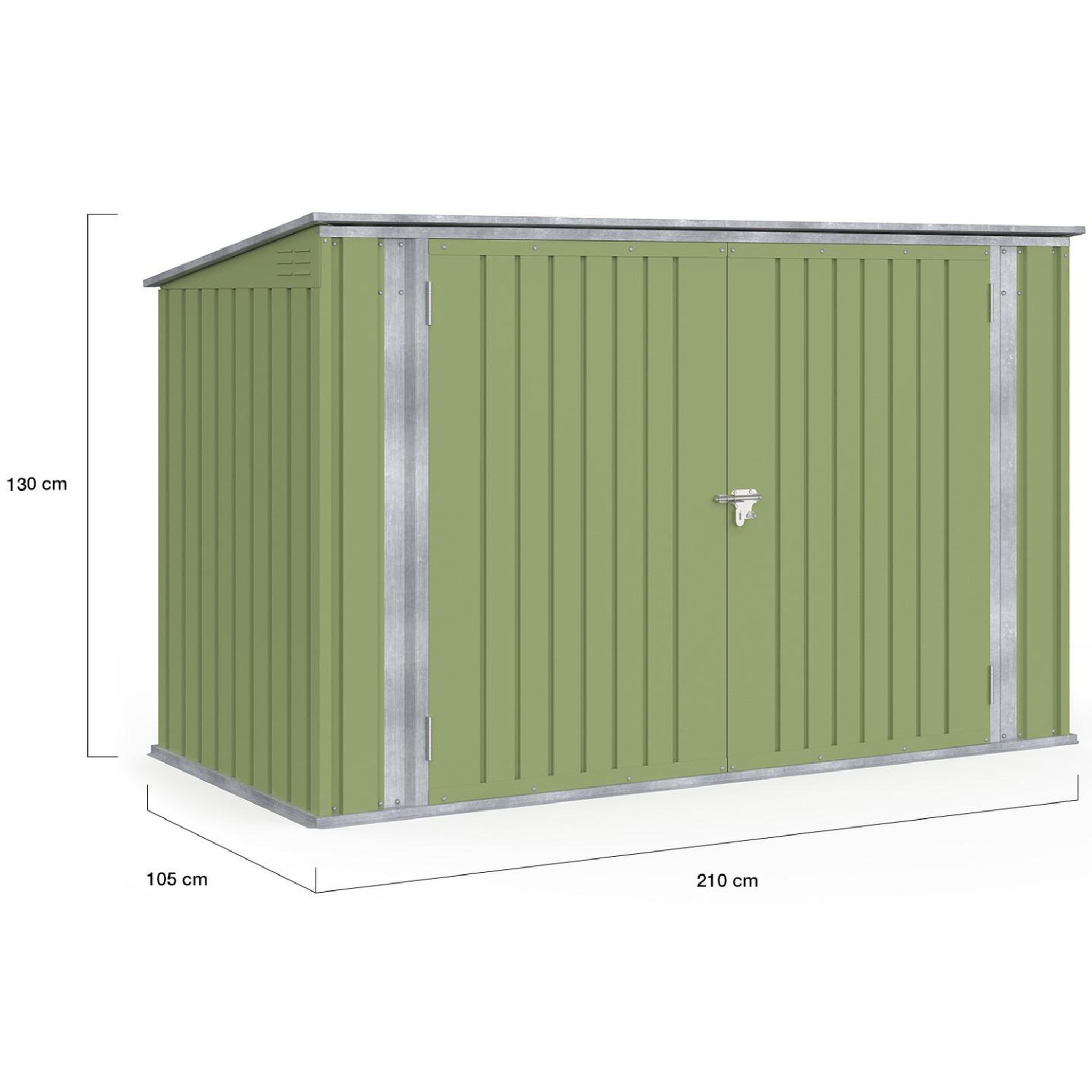 Voir la diapositive 5 : ID MARKET Abri de jardin en métal vert olive verrouillable multi-rangement pour stockage vélos, outils, poubelles