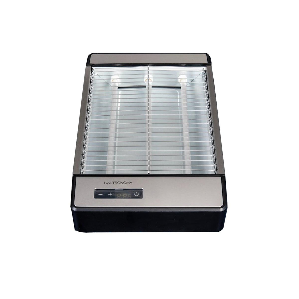 GASTRONOMA Grille-pain plat 920W Inox 24x19 cm, Toaster 6 niveaux de brunissage, Minuteur, Tiroir à miettes amovible Gastronoma