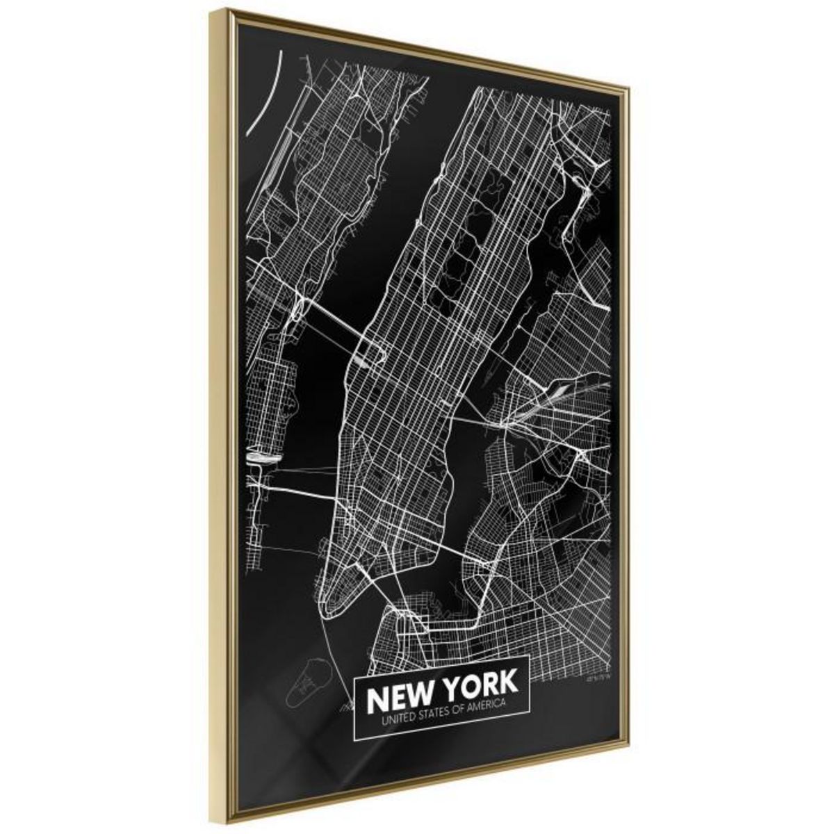 Paris Prix Affiche Murale Encadrée  City Map New York Dark