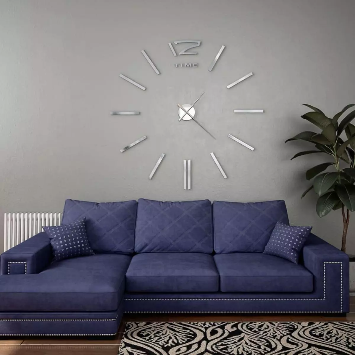VIDAXL Horloge murale 3D Design moderne 100 cm XXL Argente