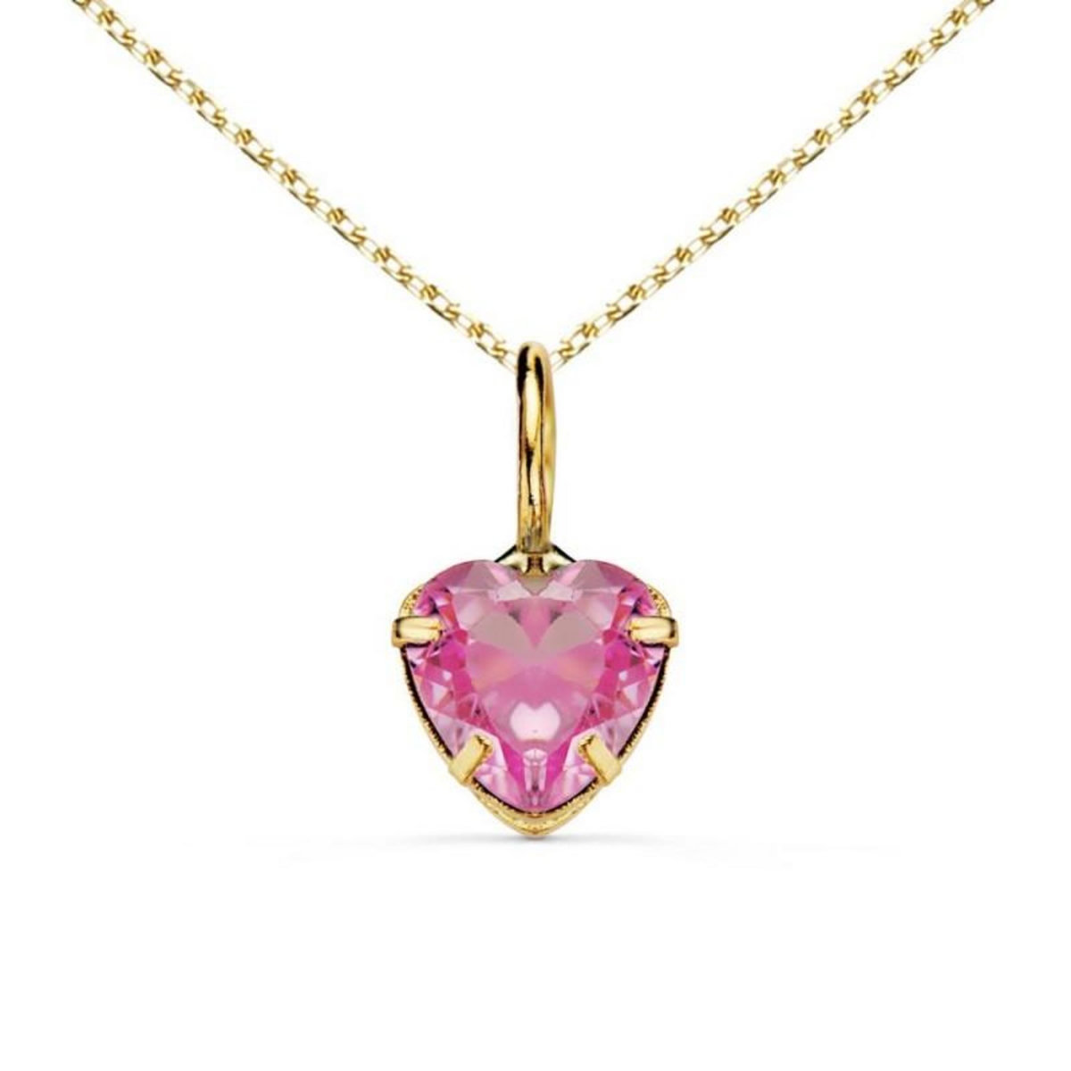 L'ATELIER D'AZUR Collier - Pendentif Or Jaune 18 Carats 750/000 - Zirconium Rose - Chaine Dorée