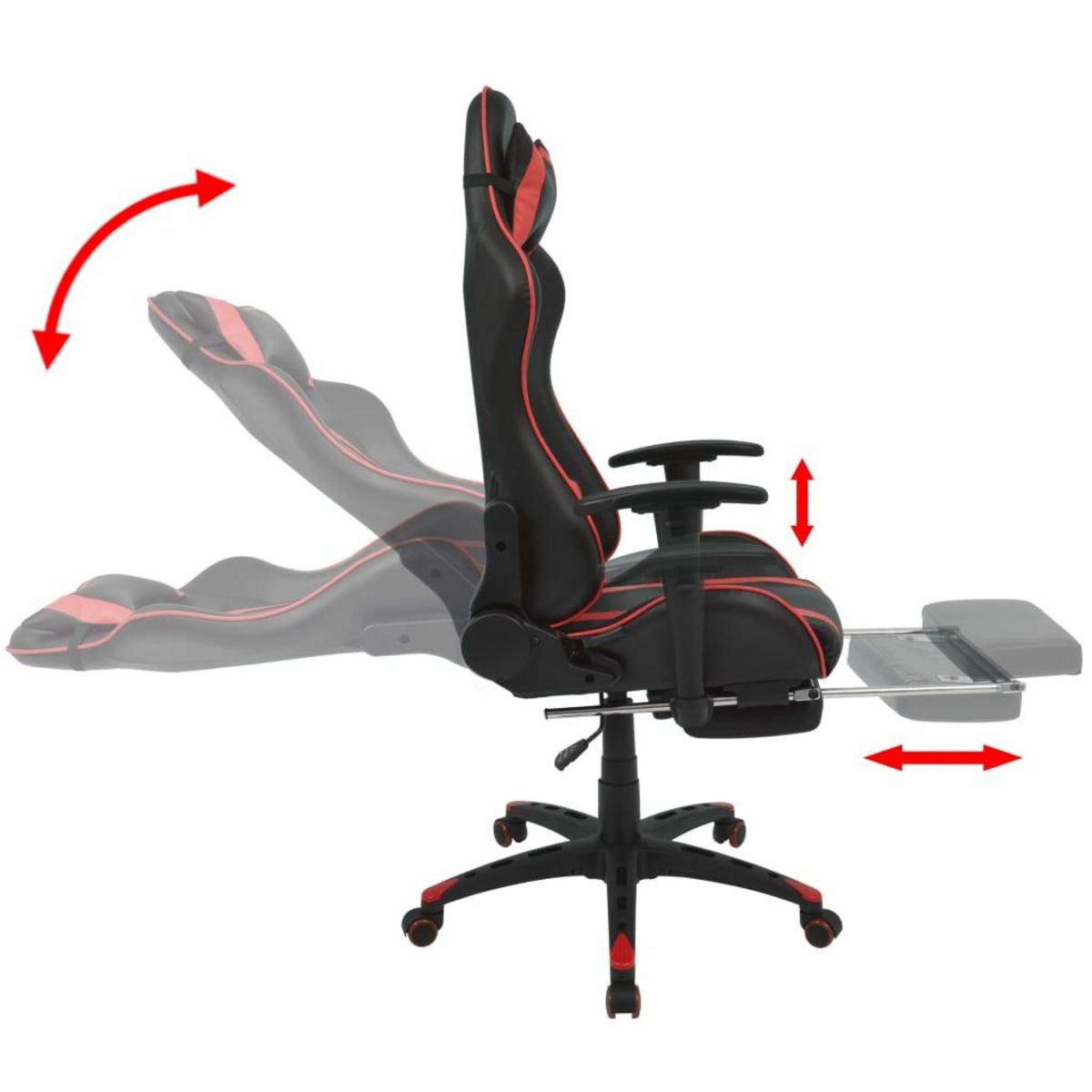 VIDAXL Chaise de bureau inclinable avec repose-pied Rouge