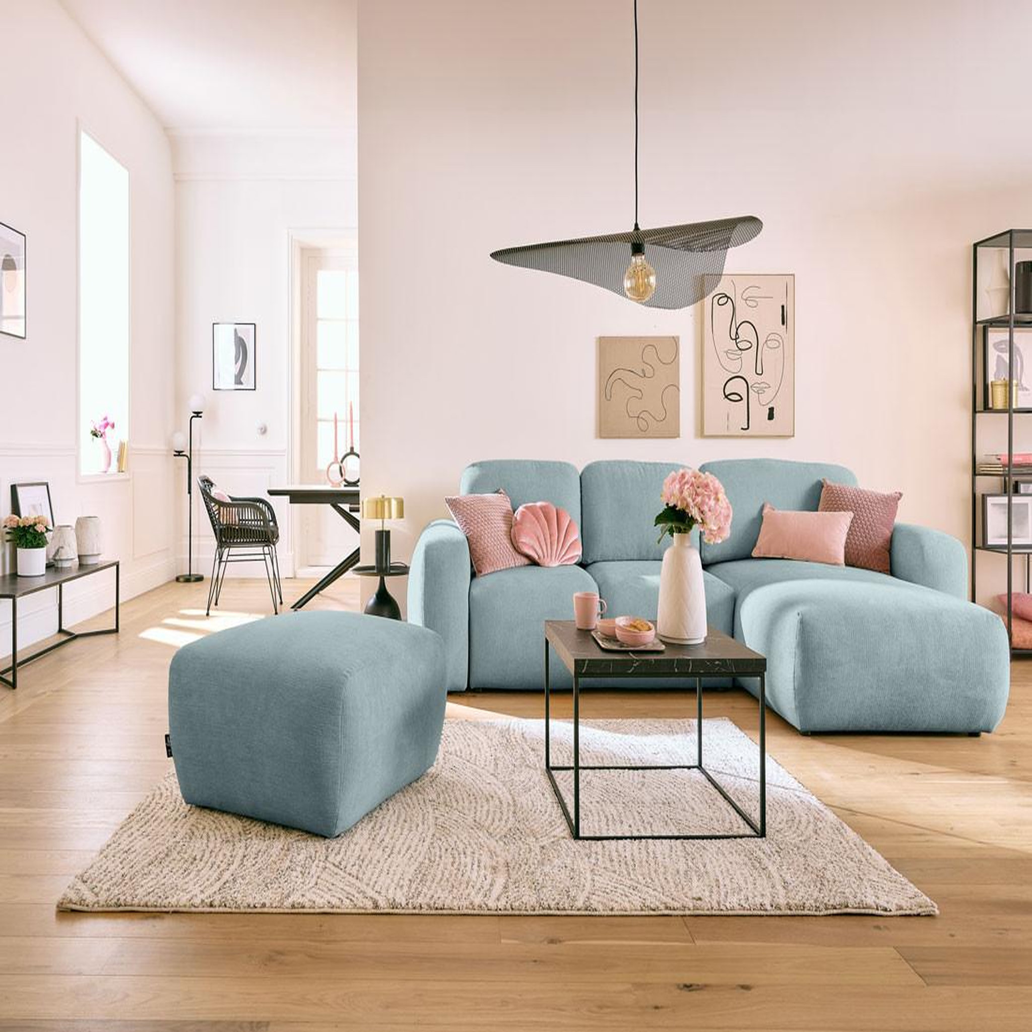 Voir la diapositive 2 : BEST MOBILIER Sorrente - pouf - en tissu texturé