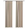 Voir la diapositive 2 : VIDAXL Rideaux occultants aspect lin et crochets 2 pcs beige 140x225cm