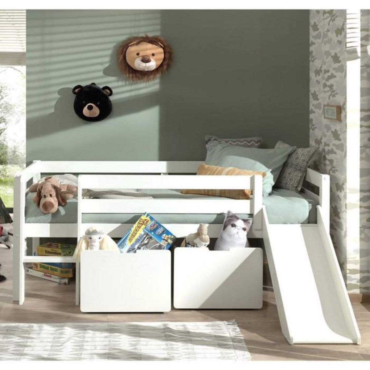 Paris Prix Pack - Lit Enfant Surélevé & 2 Tiroirs  Pino  Blanc