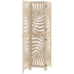 HOMCOM Paravent interieur 4 panneaux style exotique - séparateur pliable ajustable 2 parties - bois ajouré feuilles