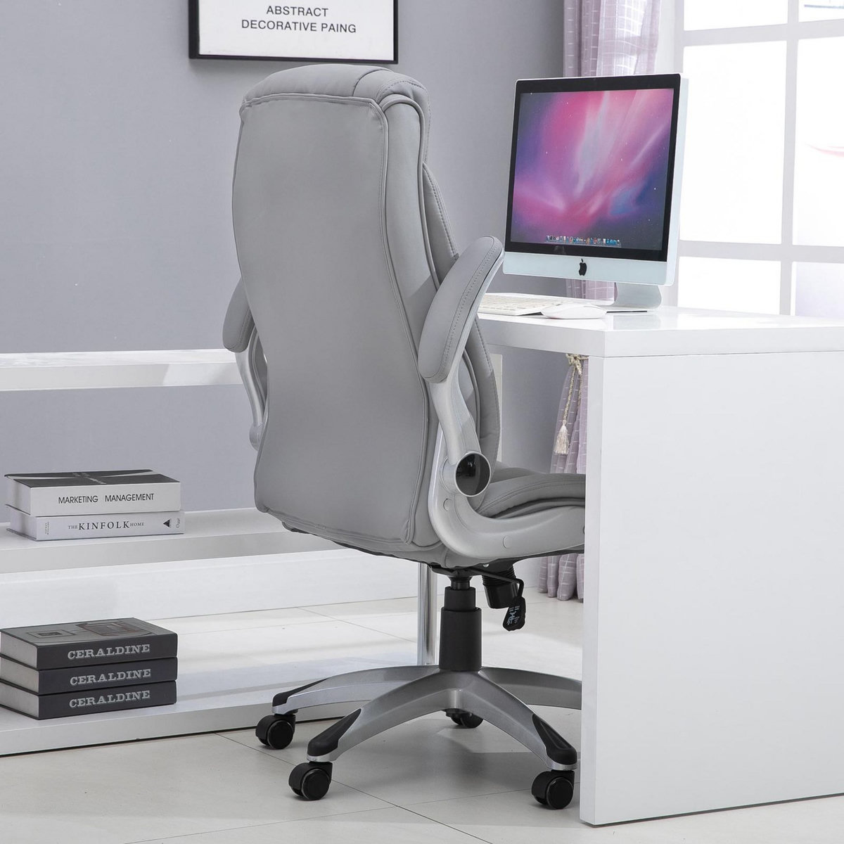 HOMCOM HOMCOM Fauteuil de bureau ergonomique hauteur réglable roulettes pivotant P.U 70 x 76 x 121 cm gris