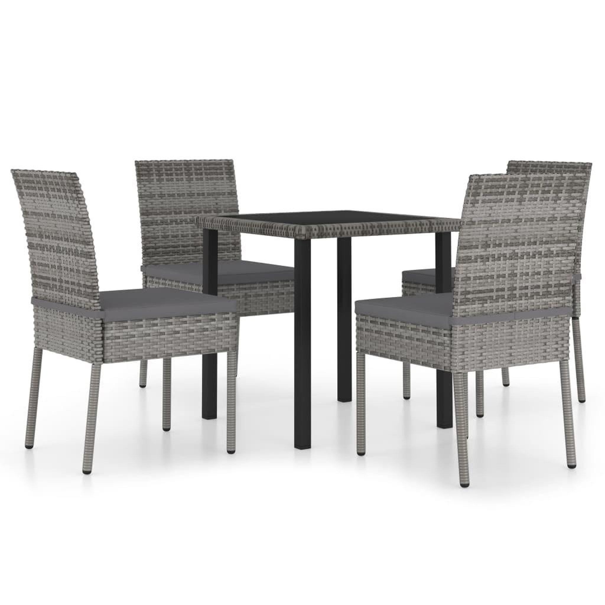 Voir la diapositive 2 : VIDAXL Ensemble a manger de jardin 5 pcs Resine tressee Gris
