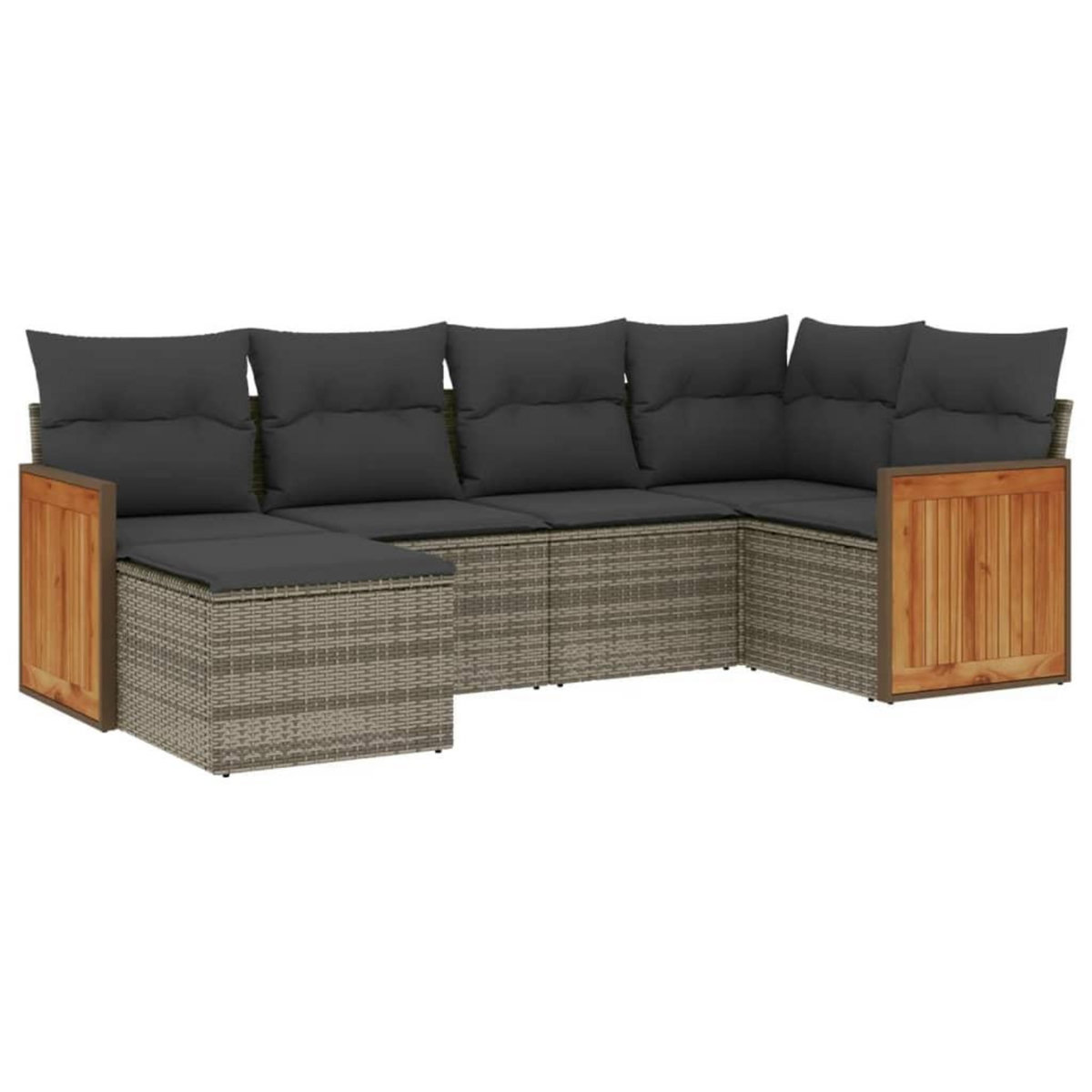VIDAXL Salon de jardin 6 pcs avec coussins gris resine tressee
