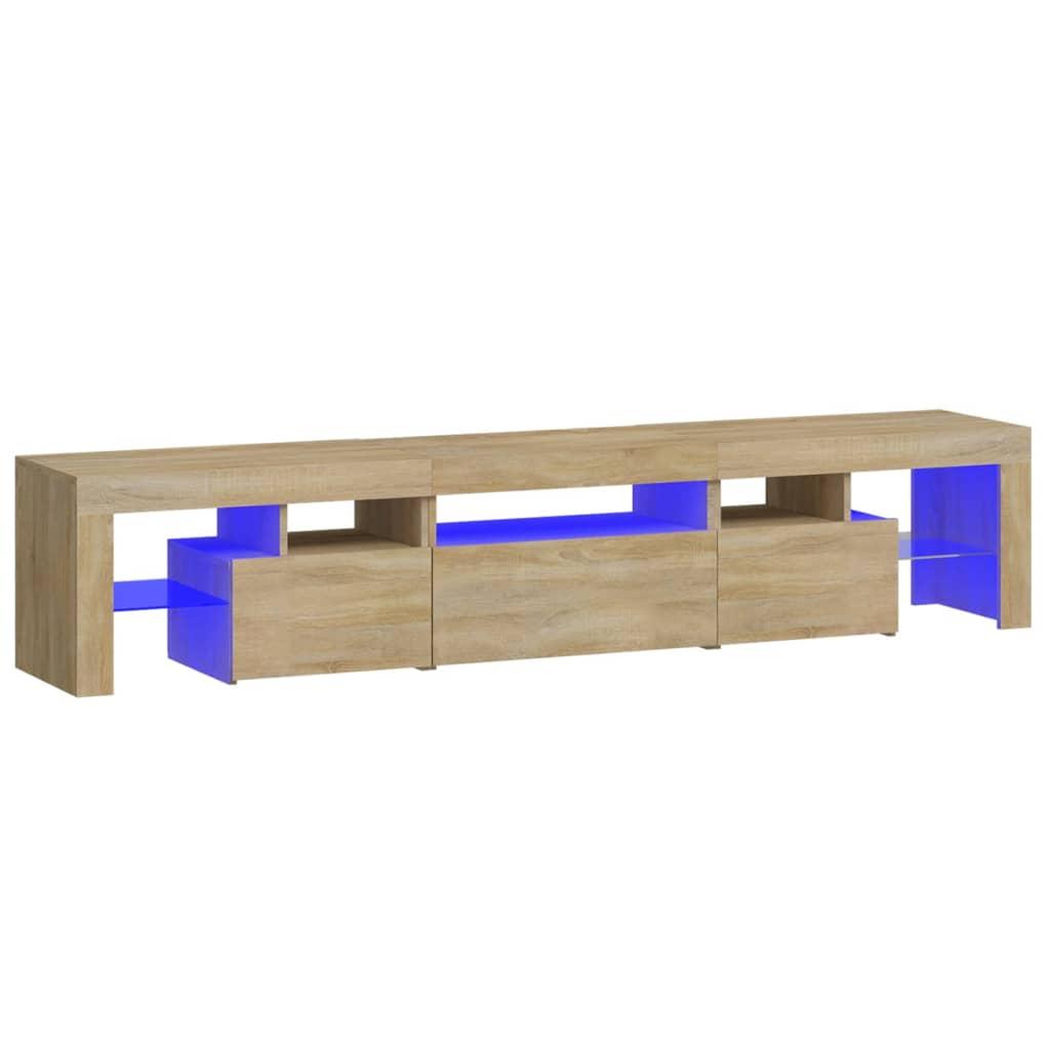 Voir la diapositive 2 : VIDAXL Meuble TV avec lumieres LED Chene sonoma 200x36,5x40 cm