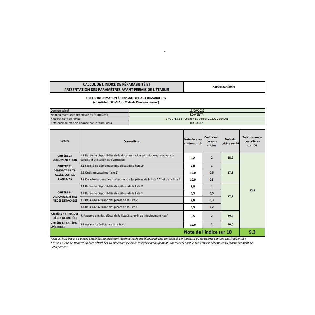 ROWENTA Aspirateur traineau aaca 75db noir - ro3985ea