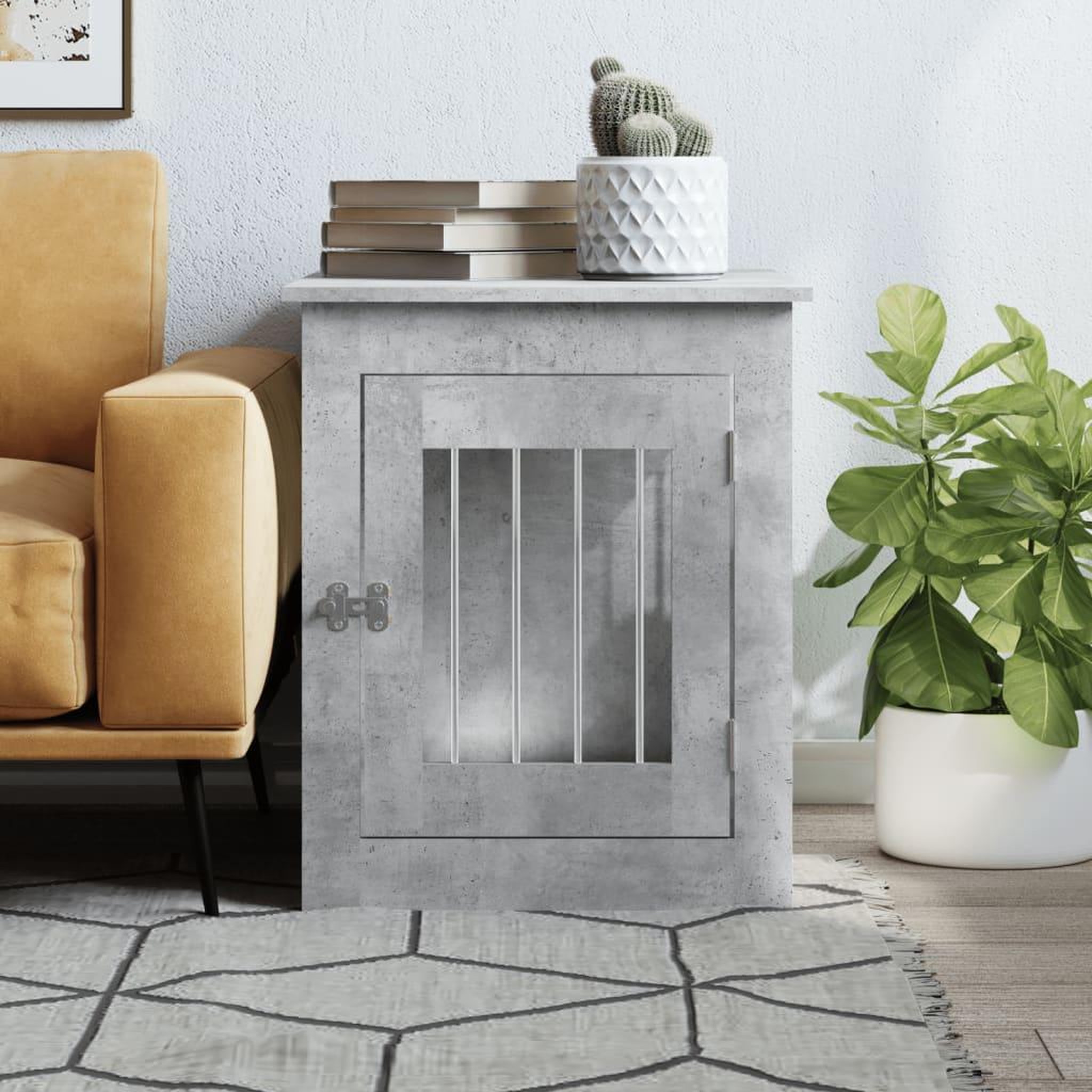 Voir la diapositive 3 : VIDAXL Meuble de cage pour chiens gris beton 55x75x65 cm