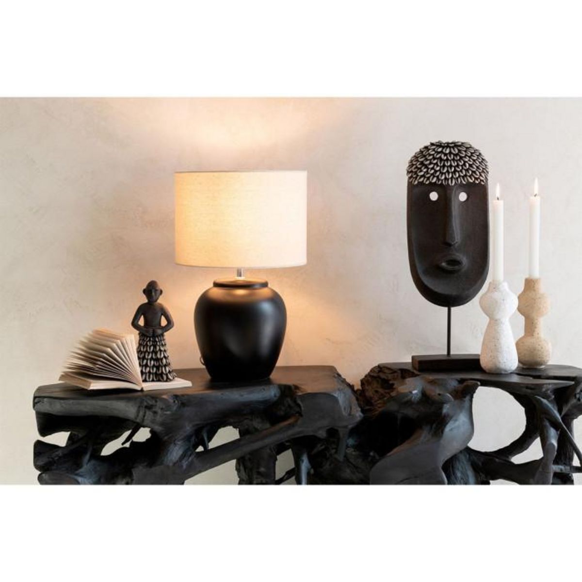 Paris Prix Lampe à Poser en Céramique  Méli  62cm Noir