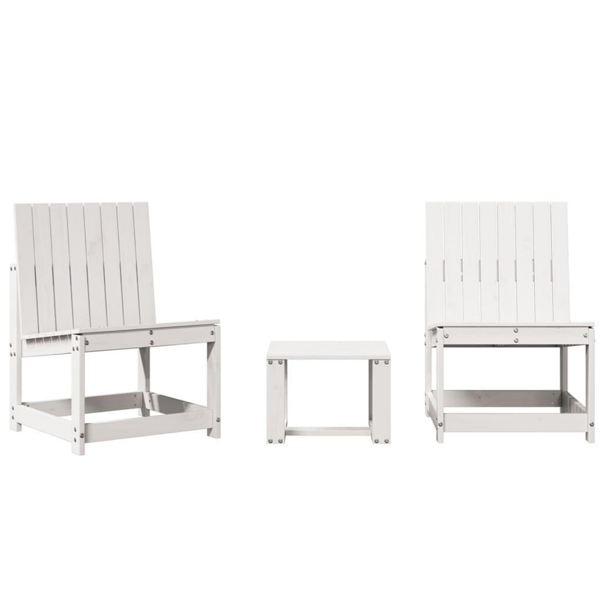 VIDAXL Salon de jardin 3 pcs blanc bois massif de pin