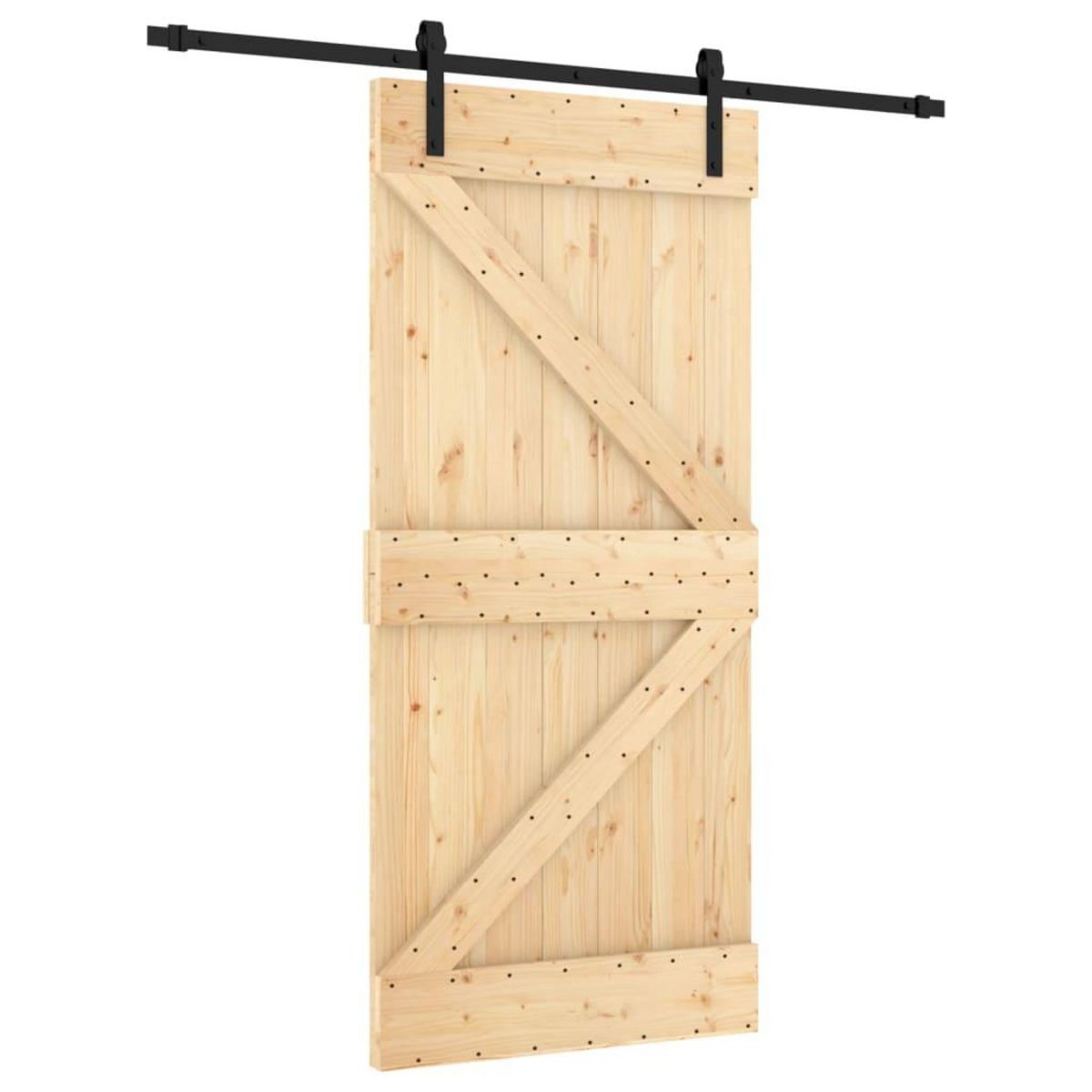 VIDAXL Porte coulissante et kit de quincaillerie 95x210 cm pin massif