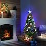 Voir la diapositive 2 : HOMCOM Sapin de Noël artificiel lumineux fibre optique LED multicolore + support pied Ø 60 x 120H cm 130 branches étoile sommet brillante vert