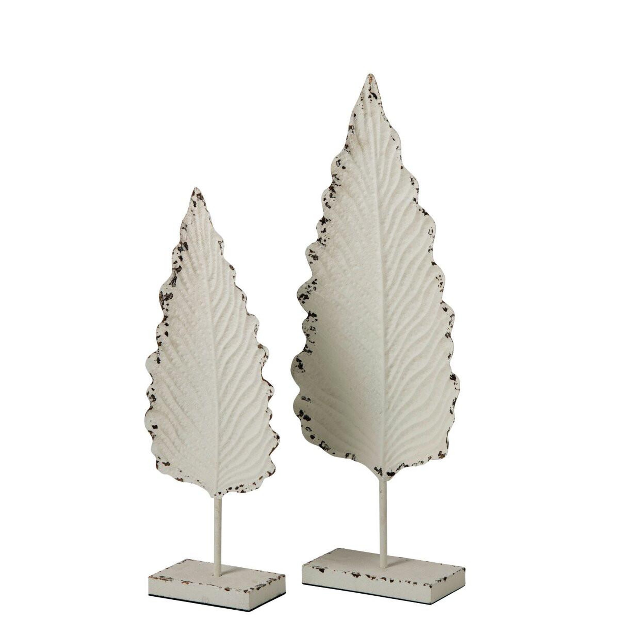Voir la diapositive 2 : J-LINE Lot de 2 feuilles déco  vidal  89cm blanc