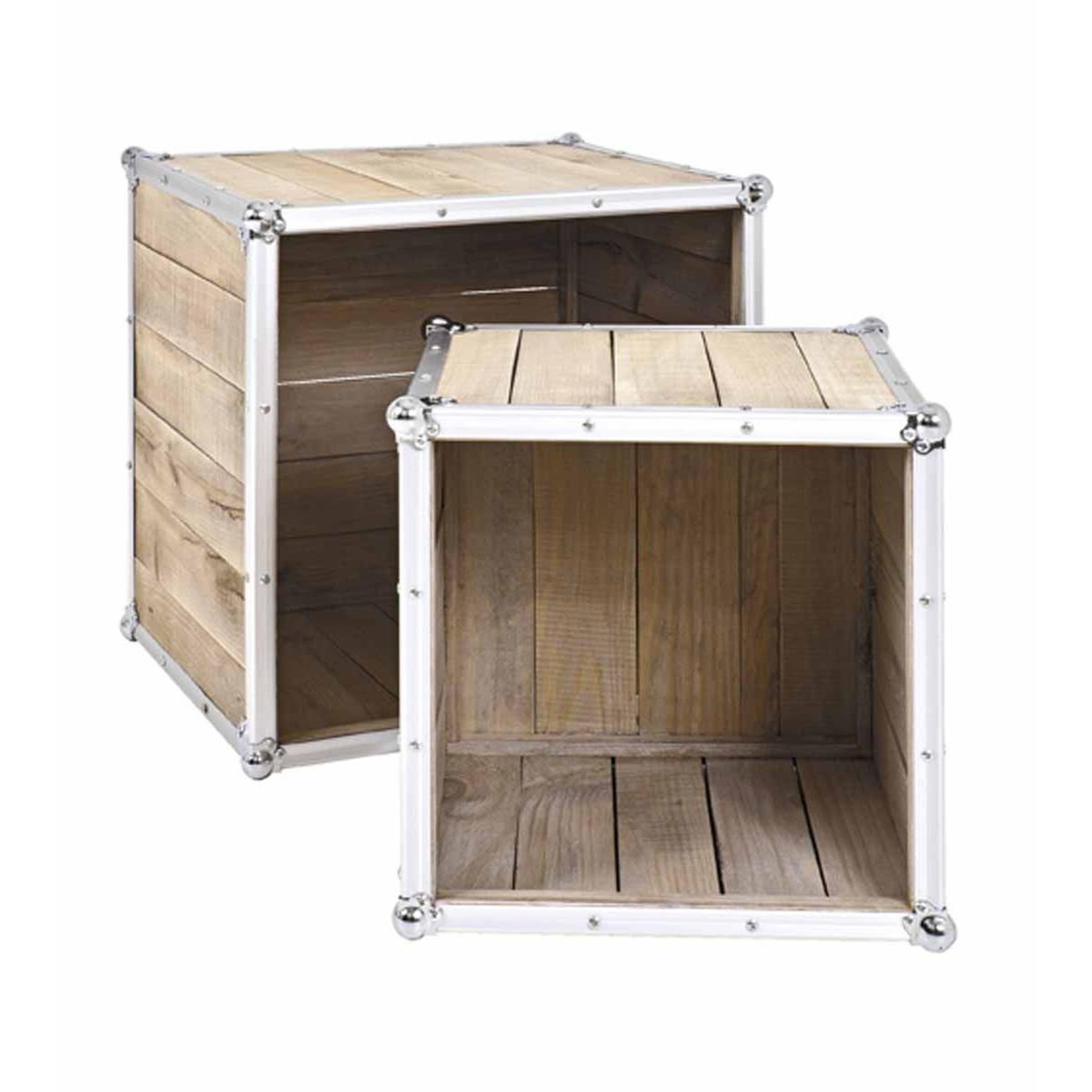 Voir la diapositive 1 : Paris Prix Lot de 2 Tables d'Appoint  Mallette  47cm Naturel
