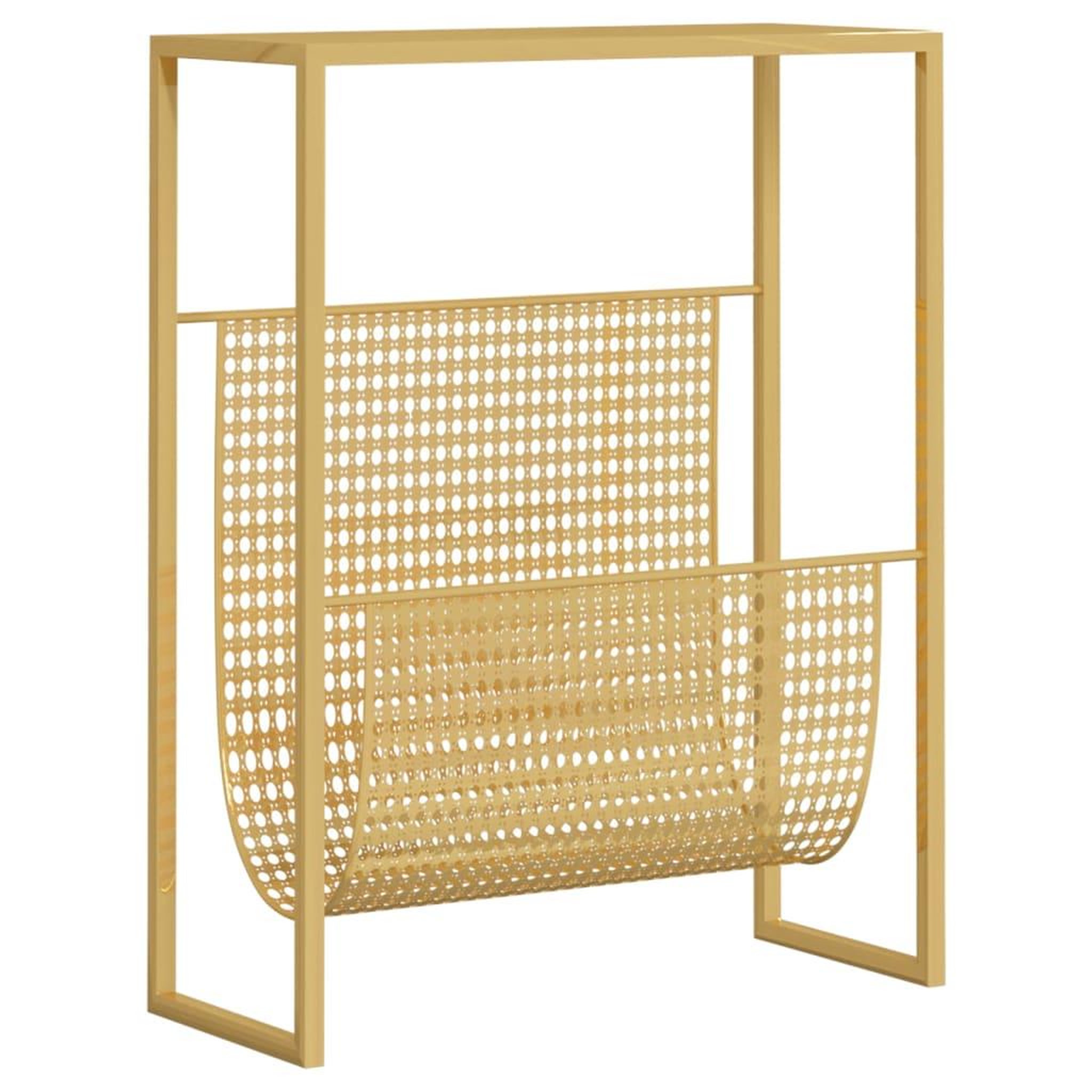 Voir la diapositive 2 : VIDAXL Porte-revue Dore 35x15x45 cm Acier