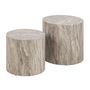 Voir la diapositive 2 : LISA DESIGN Pueblo - lot de 2 tables basses rondes - effet marbre gris - 58 et 50 cm