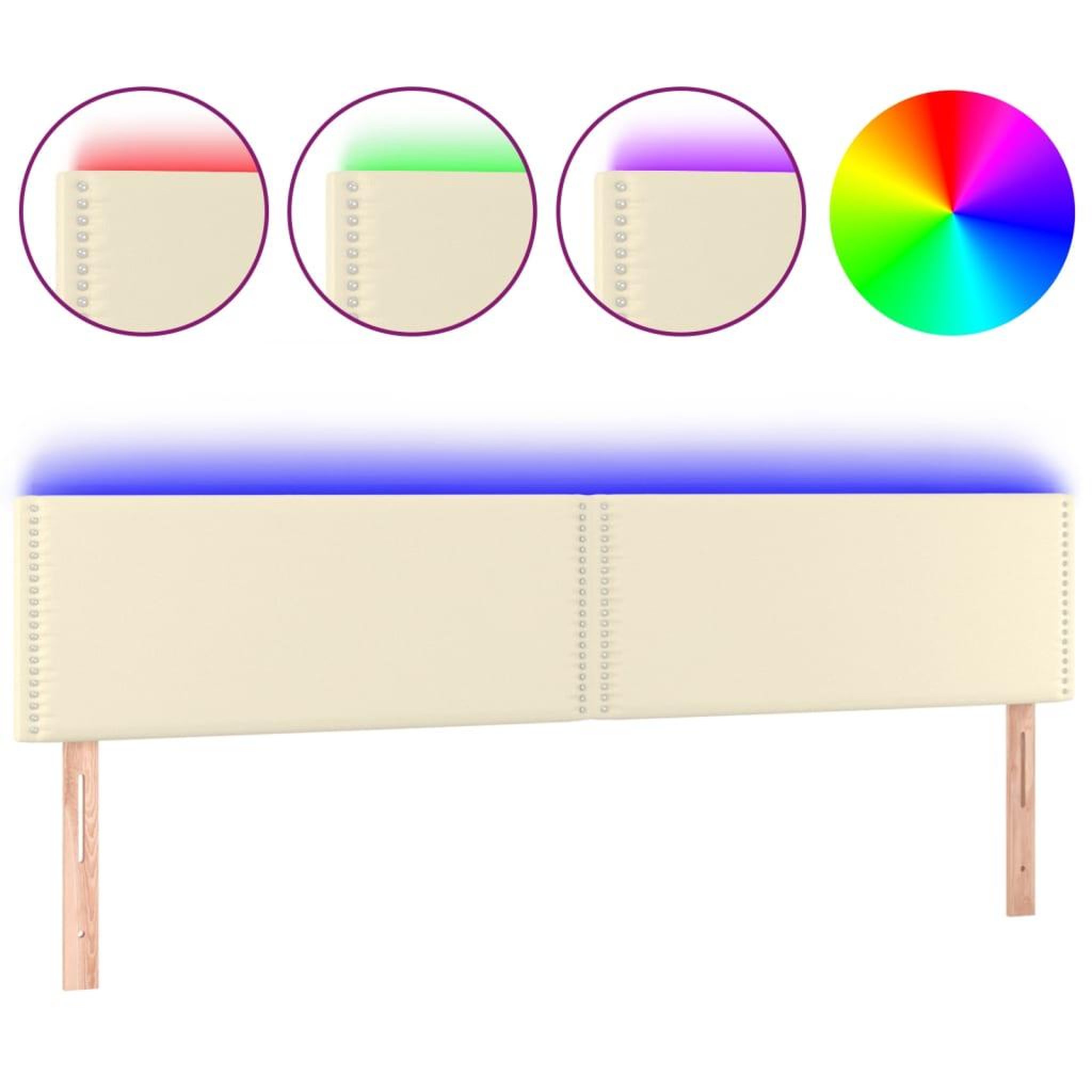 Voir la diapositive 2 : VIDAXL Tete de lit a LED Creme 160x5x78/88 cm Similicuir