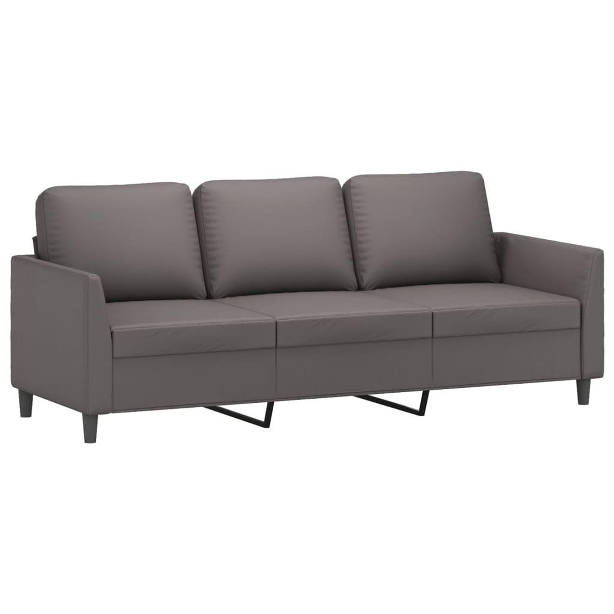 Voir la diapositive 2 : VIDAXL Canape a 3 places Gris 180 cm Similicuir