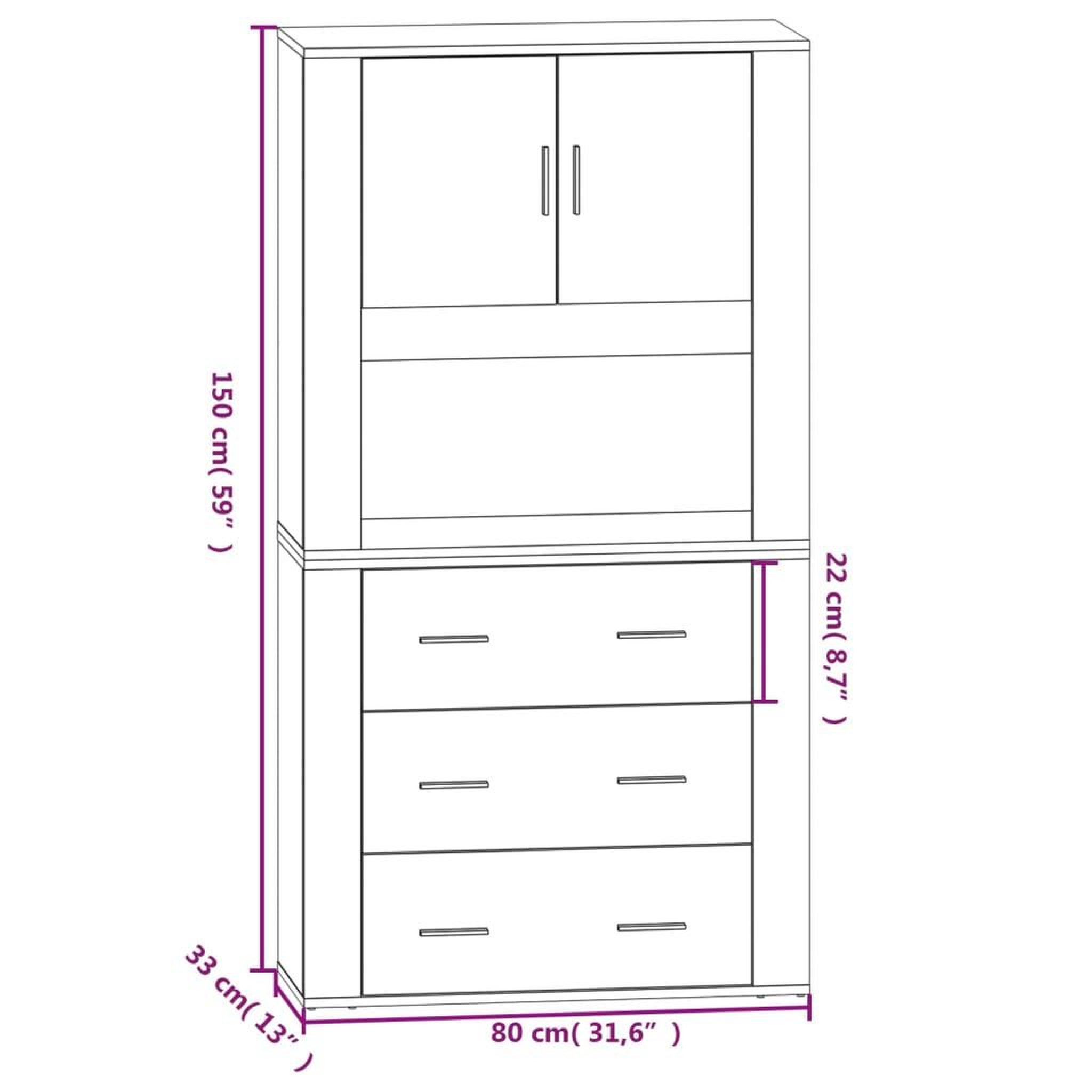 Voir la diapositive 6 : VIDAXL Buffet haut chene sonoma bois d'ingenierie