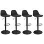 Voir la diapositive 1 : ID MARKET Lot de 4 tabourets de bar KARL design noir pied noir